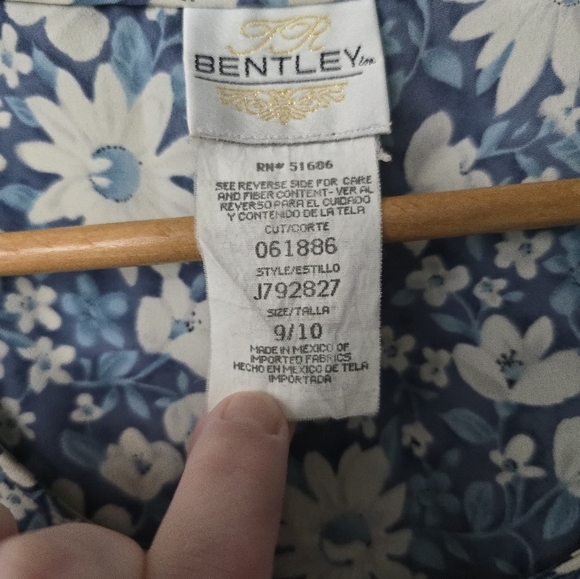 Vtg 90s JR BENTLEY Floral Midi Maxi Dress Sz 9/10 Cottagecore Prairie Homestead - Picture 3 of 12